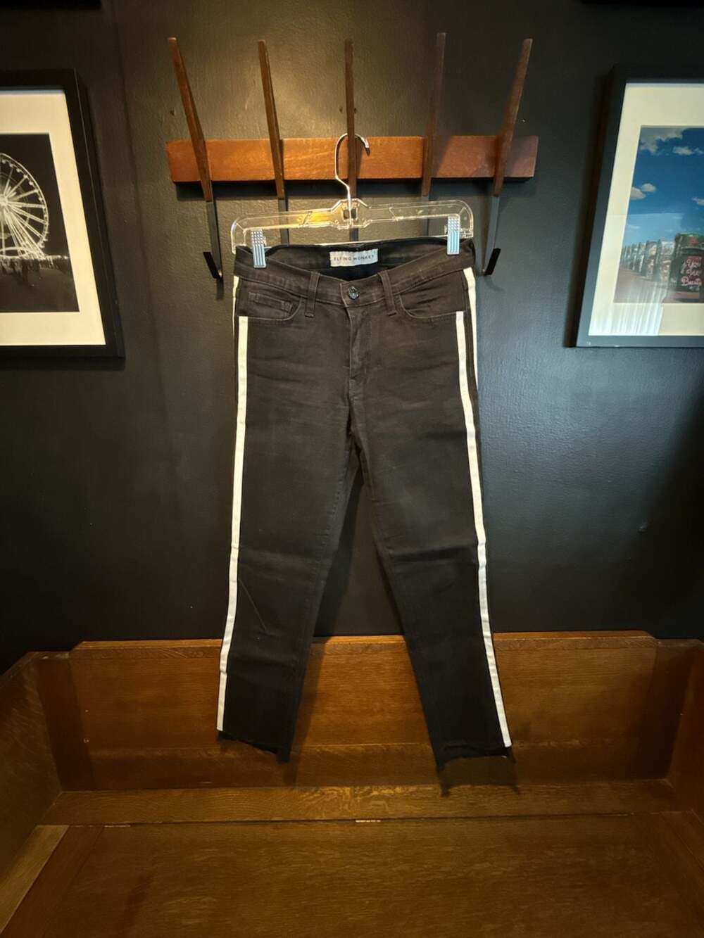 Flying Monkey Jeans Black Side Stripe Skinny Denim Pants